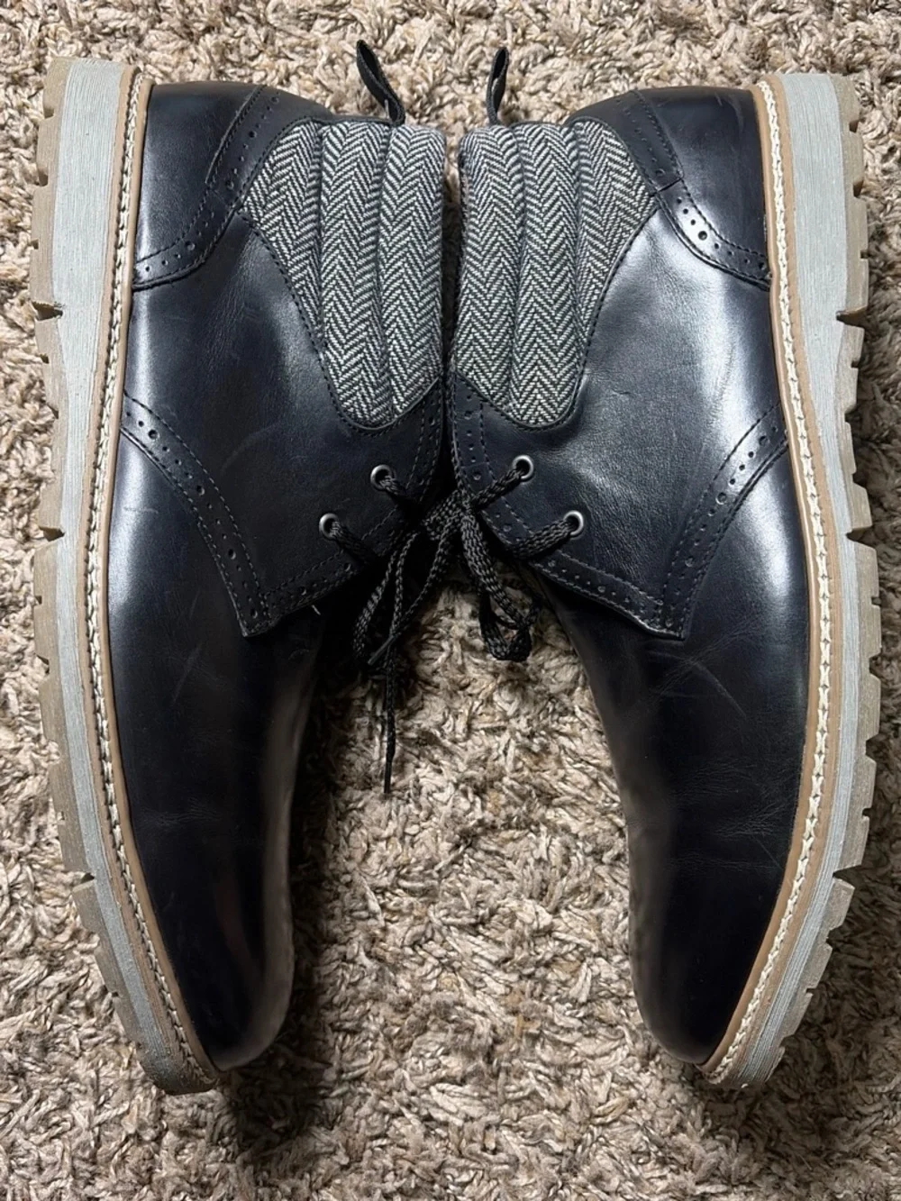 Stacy Adams Grantley Men’s Black Leather Chukka Boots Herringbone 25298-001